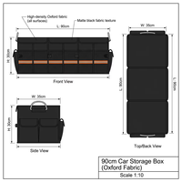 Organisateur de coffre de voiture grande capacité, boîte de rangement pliable en Oxford 600D avec couvercle et poignée renforcée, solution de rangement pour coffre de SUV et camion