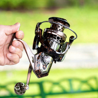 Moulinet de pêche à la ligne HA Antique Bronze Micro Spinning, entièrement métallique, gaucher, rapport de transmission 4.1:1, poids 550g, longue portée