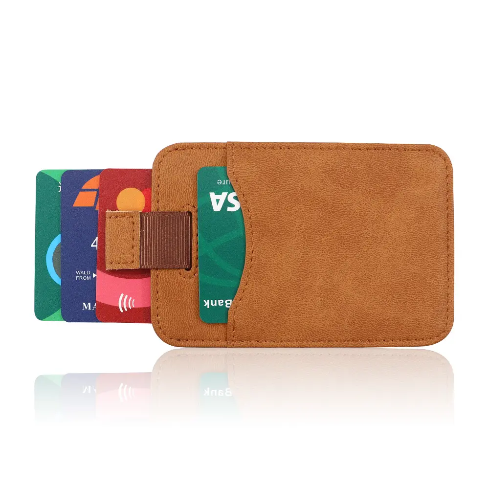 Wholesale leather business card holder RFID blocking ultra slim card holder wallet