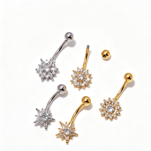 14G Hypoallergenic Stainless Steel <strong>Belly</strong> Button Ring Navel <strong>Belly</strong> Piercing Jewelry Flower Navel <strong>Belly</strong> Rings for Women - Product Image 3
