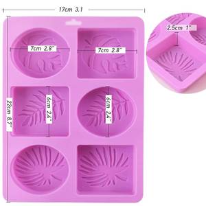 Molde de Silicona Rectangular Ovalado Reutilizable de Fábrica MUYULINS, con Patrón de Hojas LFGB, Fácil de Usar, Herramienta 3D para Hacer Pasteles y Jabones - Product Image 2