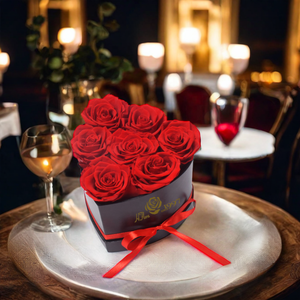 HFlora High Quality Handmade 7-Piece Eternal Preserved Rose Heart-Shaped Gift <strong>Box</strong> for Valentine's Day Graduation Christmas-Small - Product Image 2