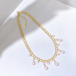 Wenchi Zhuji Wholesale Fashionable Design Natural <b>Pearl</b> Tassel <b>Necklace</b> Classic Lace Wrapped K-<b>Gold</b> Craftsmanship Model 21379 - Product Image 2