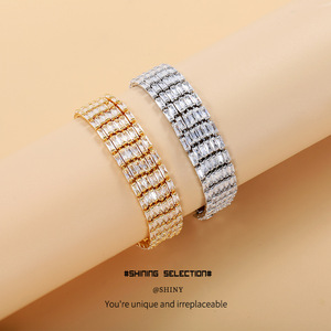Bracelet en cristal à 6 rangs de pierres de zircon, bande élastique, bijoux de fête pour femmes, sensation haut de gamme - Product Image 3