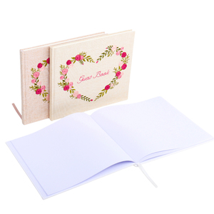 Livre d'or de mariage personnalisé à motifs floraux, album à couverture rigide avec <span class=keywords><strong>pages</strong></span> vierges - Product Image 1