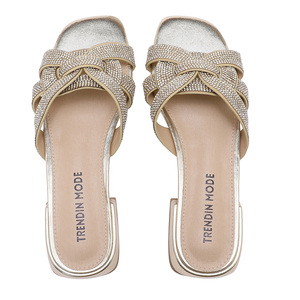 PU Women's <strong>Slipper</strong> Flat Light Weight Slip-On Customized <strong>Diamante</strong> Comfort Soft Footwear for Autumn/Spring/Summer - Product Image 5