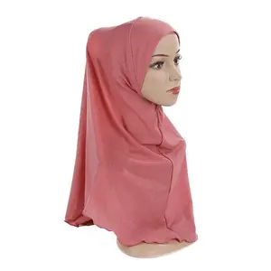B0032 Novo Sólido Macio Muçulmano Meninas Mulheres Hijab Instantânea Puxe Amira Lenço Islâmico Fácil de Usar Envoltório Da Cabeça Xaile Chapéu Turbante Bonnet