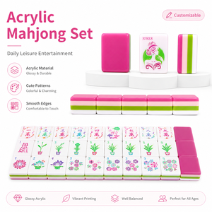 Jeu de Mahjong rose en acrylique, ensemble américain de 160 tuiles, emballage personnalisé, ensemble complet, vente en gros directe d'usine en Chine - Product Image 2