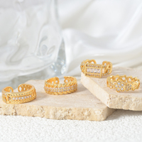 Bracelet et jonc ajustables en laiton et zircon anti-ternissement, personnalisés OEM ODM, pour femmes, Pulsera Trebol