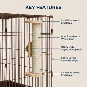 Accessoire de cage professionnel : Griffoir <span class=keywords><strong>en</strong></span> <span class=keywords><strong>bois</strong></span> robuste pour <span class=keywords><strong>chat</strong></span> <span class=keywords><strong>avec</strong></span> poteau à griffer <span class=keywords><strong>en</strong></span> sisal à fixation par boulons pour chats de petite et moyenne taille - Product Image 2