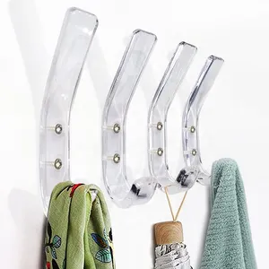 Wholesale Bathroom Kitchen Clothes Towels Wall Mounted Clear Hat Rack Display Coat Hanger Acrylic Hooks Wall Hook