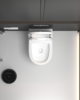 Petit WC mural intelligent haut de gamme avec réservoir caché, siège chauffant, télécommande, économie d'espace, siphon en P, pour salle de bain moderne