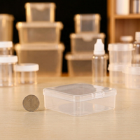 Boîte en plastique PP transparente de 7,5 cm, petite boîte de rangement carrée, couvercle à charnière, boîte à bijoux, boîte à pilules, organisateur portable, prix d'usine