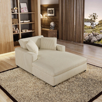 Chaise longue moderne en velours côtelé rayé style nordique, fauteuil inclinable moelleux et surdimensionné avec coussins pour salon et chambre à coucher