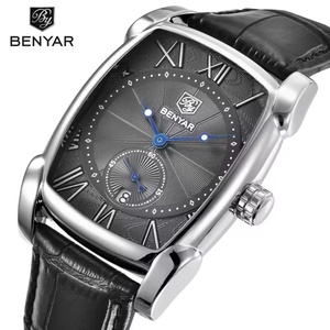 Relojes de pulsera para hombre BENYAR 5114 con correa de cuero, reloj informal para hombre, resistente al agua, marca de relojes de cuarzo, correa de cuero y aleación. - Product Image 3