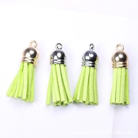 Groothandel 4cm Suède Leren Kwastjes Zilver Gouden Topjes Kunstleer Fluweel voor Sleutelhangerbandjes Sieraden DIY Hangertjes Charms Bedels