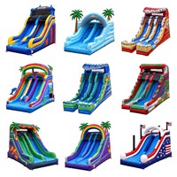 Toboggan aquatique gonflable personnalisé de qualité commerciale Blue Giant, durable, ondulé, ODM, vente en gros, pour garçons