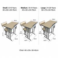 Ensemble de bureau et chaise réglables pour étudiants, mobilier scolaire en MDF 15 mm, table d'étude avec fente pour stylo, crochets pour sac à dos, structure en acier – Vente en gros