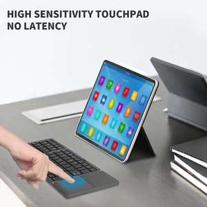 Clavier Bluetooth pliable personnalisé à trois volets AZERTY, clavier sans fil pliable rechargeable portable avec pavé tactile - Product Image 5