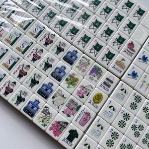 Juego de Fichas de Mahjong Americanas de Lujo con Temática Green Golf Masters, 160 Piezas, Cuatro Capas, Acrílico Grabado, Bolsa de Transporte Portátil - Product Image 6