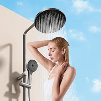 Ensemble de douche thermostatique moderne ZOGII, finition chromée brossée gris canon, montage mural, robinet à poignée unique, jet de pluie et de massage