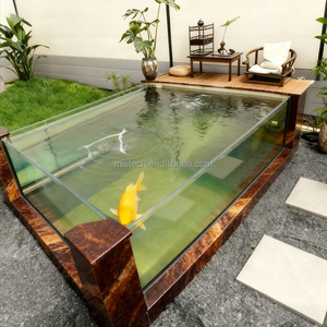 Kolam Ikan Koi Mewah dengan Finishing Tampilan Marmer, Akuarium Luar Ruangan di Atas Tanah dengan Panel Pandang Jernih & Sistem Filtrasi - Product Image 2