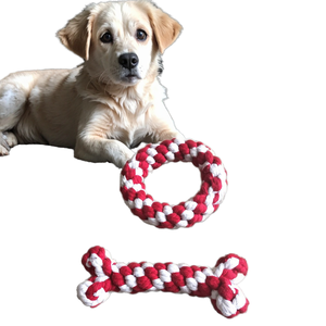 ของเล่นเชือกฝ้ายถักมือสำหรับลูกสุนัข ของเล่นกัดแทะแบบถักทนทาน สำหรับเล่นในบ้านและนอกบ้าน - Product Image 3