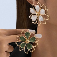 Pendientes de Estilo Europeo Americano con Forma de Flor Esmaltada Vibrante, Hechos a Mano, Delicados, para Mujer