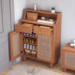 Mueble Zapatero para Hogar y Entrada con Gran Capacidad, Construcción de Madera Maciza y Ratán, Integración Sencilla - Product Image 5