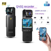 Caméra WiFi DV02 Mini 1080P HD avec enregistrement audio et vidéo, tête rotative à 360°, écran 1,54 pouces, carte TF pour le cyclisme