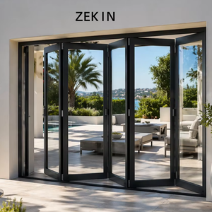 High Performance Black Aluminum Alloy Bi-<b>fold</b> Patio <b>Doors</b>, Thermal Insulated & Soundproof Aluminium <b>Doors</b> - Product Image 1