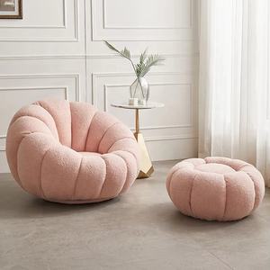 Fauteuil Pivotant en Tissu Lambswool, Canapé Lit Simple, Méridienne Paresseuse pour Balcon - Product Image 2