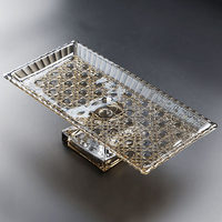 Plateau rectangulaire en cristal pur fait à la main de style européen, motif solide, plateau à découper, cristal transparent, plateau à fruits, dessert, plateau de salon
