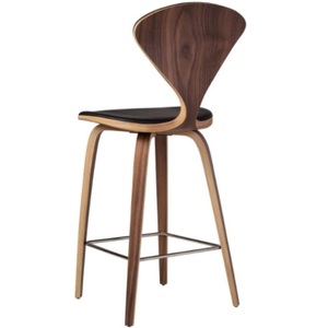 Ghế quầy bar Walnut Stool Ghế quầy bar S Tine Ghế da màu đen sành điệu Bọc gỗ dán chất lượng cao có tựa lưng và chỗ để chân - Product Image 4