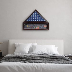 Cross-Border Wooden <strong>Flag</strong> Medal Storage Rack Ornaments Veterans <strong>Flag</strong> Shadow Box with Protective Cover <strong>Display</strong> Wood <strong>Engraving</strong> Type - Product Image 6