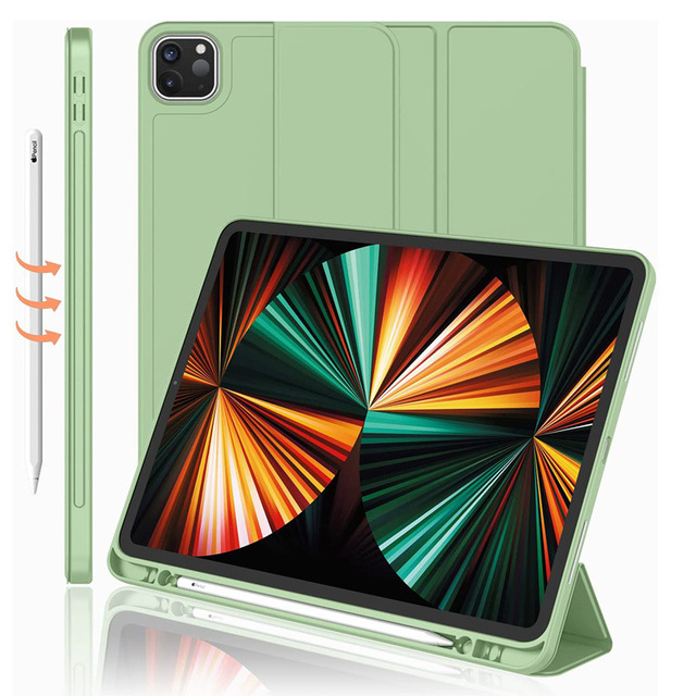 Suitable for iPad Air (M2)/iPad Pro magnetic protective case, shockproof silicone soft case 11-inch pencil slot protective cover