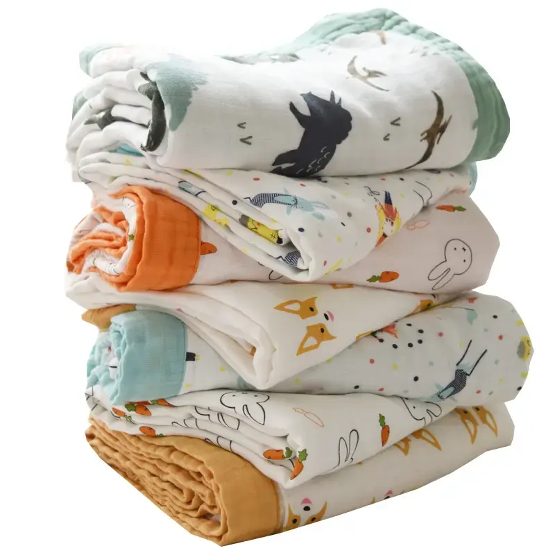 Custom Cotton Crinkle Gauze Blanket 100% Cotton White Color 110 x 110 cm Baby Muslin Blankets