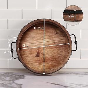 Khay gỗ tròn trang trí Khay gỗ tròn dùng để phục vụ Khay gỗ tròn lớn - Product Image 4