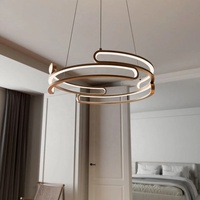 Lustre LED moderne en aluminium, or et noir, pour salon et chambre à coucher