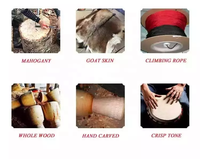 Aiersi Tambour Djembé Africain Professionnel de 12 Pouces Bongo en Bois Taille Standard Bon Son Instrument de Musique Percussion