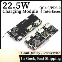 Module de charge QC4+PD3.0 LED double USB 5V 4.5A 22.5W Micro/Type-C pour batterie externe 18650 avec protection contre la température et les courts-circuits