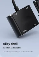 Convertidor VGA a HDTV 4 en 1, 1080P 60Hz, Divisor VGA Chapado en Oro con Audio, Carcasa de Aluminio para PC, Laptop, Monitor, TV, Proyector