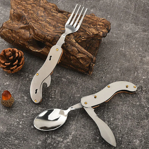 Ensemble de couverts de camping multifonctionnel en acier inoxydable pliable, couteau, fourchette et cuillère portables et personnalisés - Product Image 4