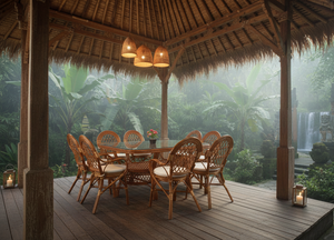 Juego de Comedor JAVA, Diseño Tradicional Indonesio, Estructura de Ratán/Mimbre, Mesa de Comedor Larga para Uso en Villas, Hogares y Hoteles, Hecho en Indonesia - Product Image 3