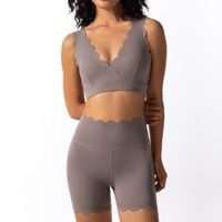 Gilet en dentelle à col en V avec armatures pour soutenir la poitrine et absorber les chocs. Haut de sport pour la course à pied, l'entraînement, le yoga, soutien-gorge de yoga, ensemble de yoga