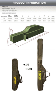 Foldable 1M/1.5m Big Belly <b>Fishing</b> <b>Rod</b> Bag Green/Black Long <b>Fishing</b> Gear in Durable Nylon Soft Bag - Product Image 6