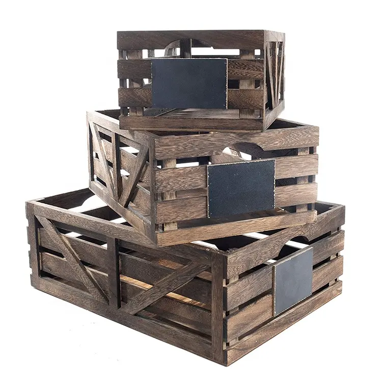 देहाती खत्म ब्राउन घोंसले के शिकार बक्से थोक विंटेज होम गार्डन स्टैकिंग में फल लकड़ी के बक्से लकड़ी देहाती लकड़ी टोकरा