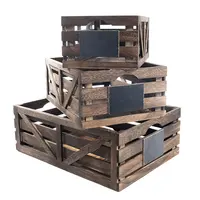Rustico finitura marrone scatole di frutta casse di legno di nidificazione in bulk vintage giardino di casa impilabile in legno rustico cassa di legno