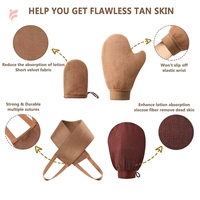 Vente en gros, mitaines de bronzage en velours doux sur le côté, gant auto-bronzant imperméable avec applicateur de bronzage réutilisable pour le pouce