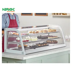 White Curved Refrigerated Drop-In Countertop Bakery Display Case with Glass Doors